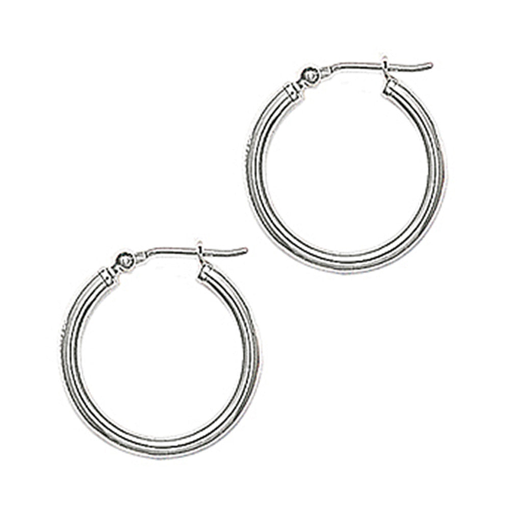 14K White Gold 2mm 3/4 Inch Hoop Earrings