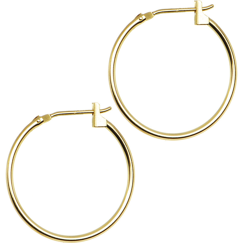 14K Yellow Gold 1.5mm 3/4 Inch Hoop Earrings
