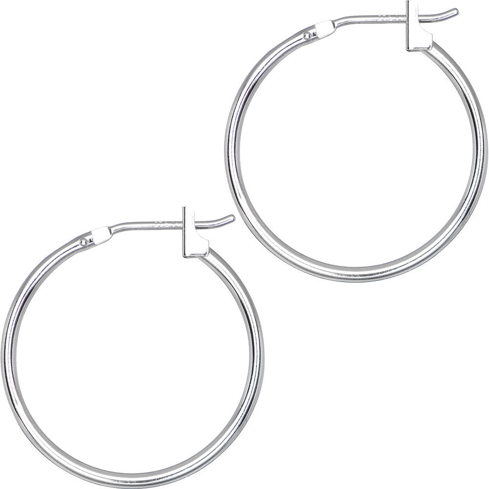 14K White Gold 1.5mm 3/4 Inch Hoop Earrings