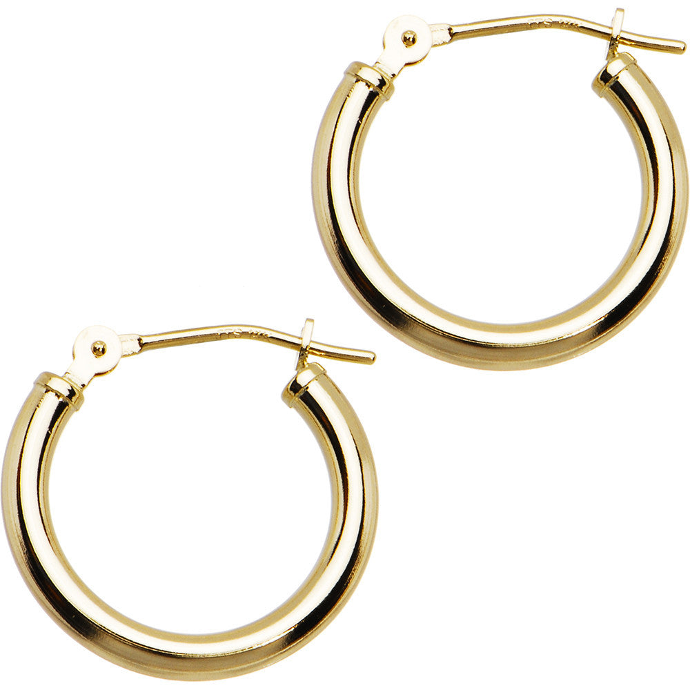 14K Yellow Gold 2mm 5/8 Inch Hoop Earrings