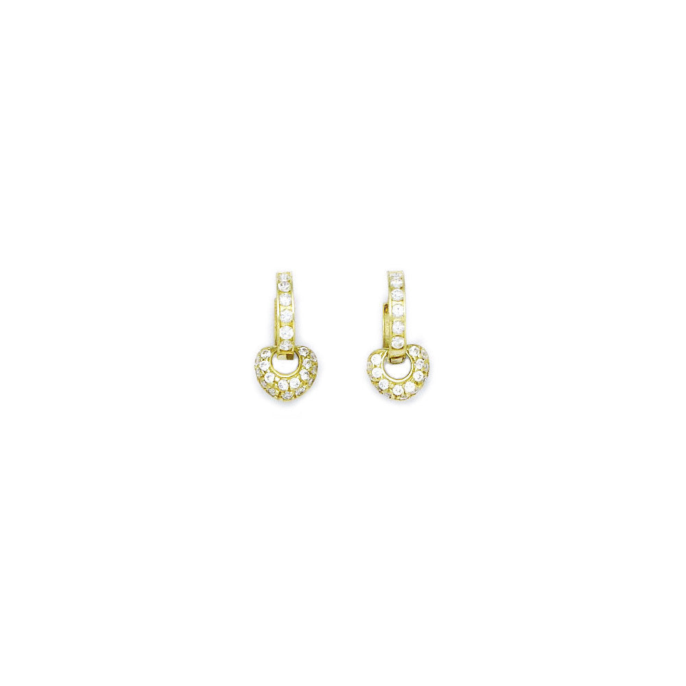 14k Yellow Gold Cubic Zirconia Dangle Huggy Earrings