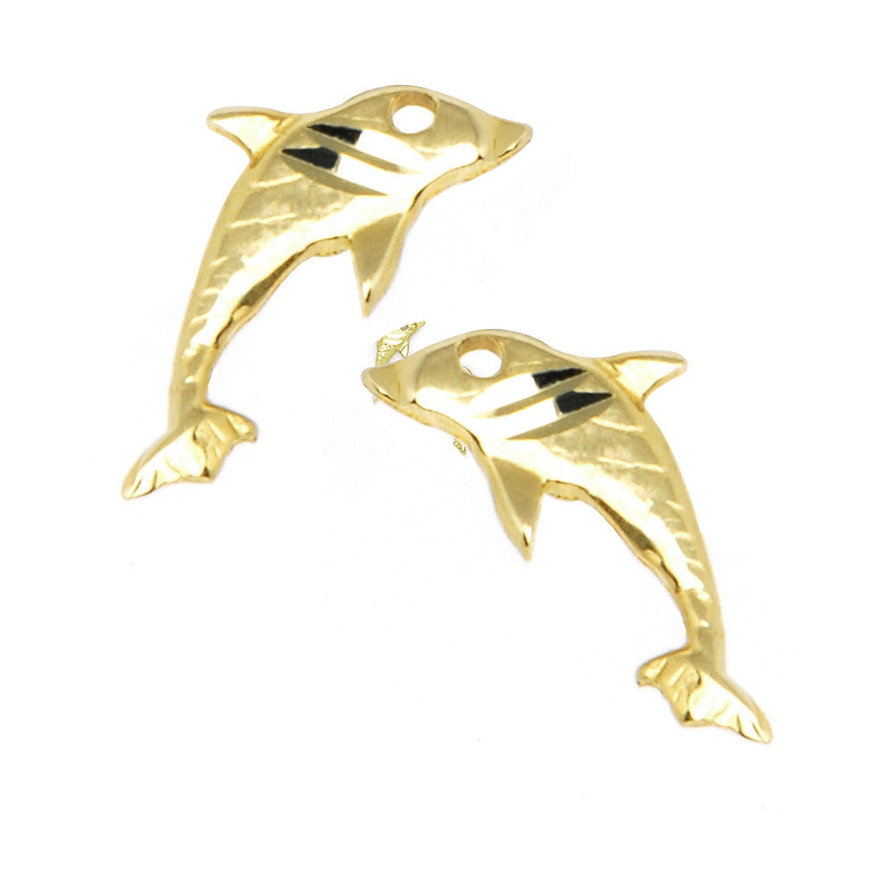 14k Yellow Gold Fish Stud Earrings