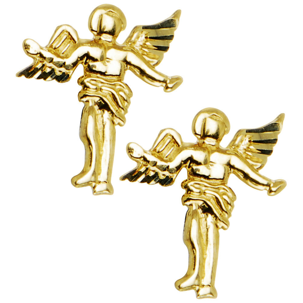 14k Yellow Gold Angel Stud Earrings