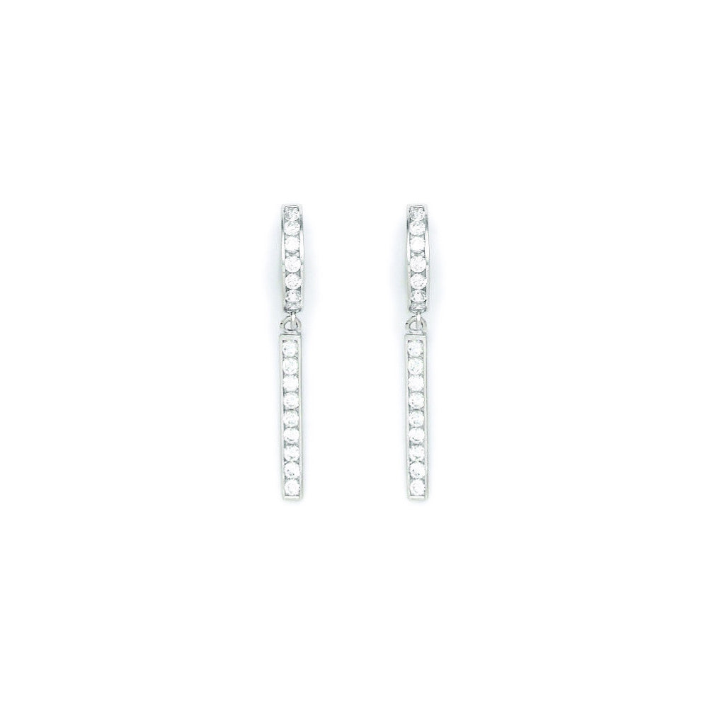Sterling Silver Classic CZ Drop Huggy Earrings
