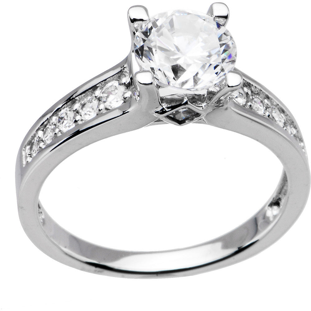 Sterling Silver Round Cubic Zirconia Ring -1.85 ct tw