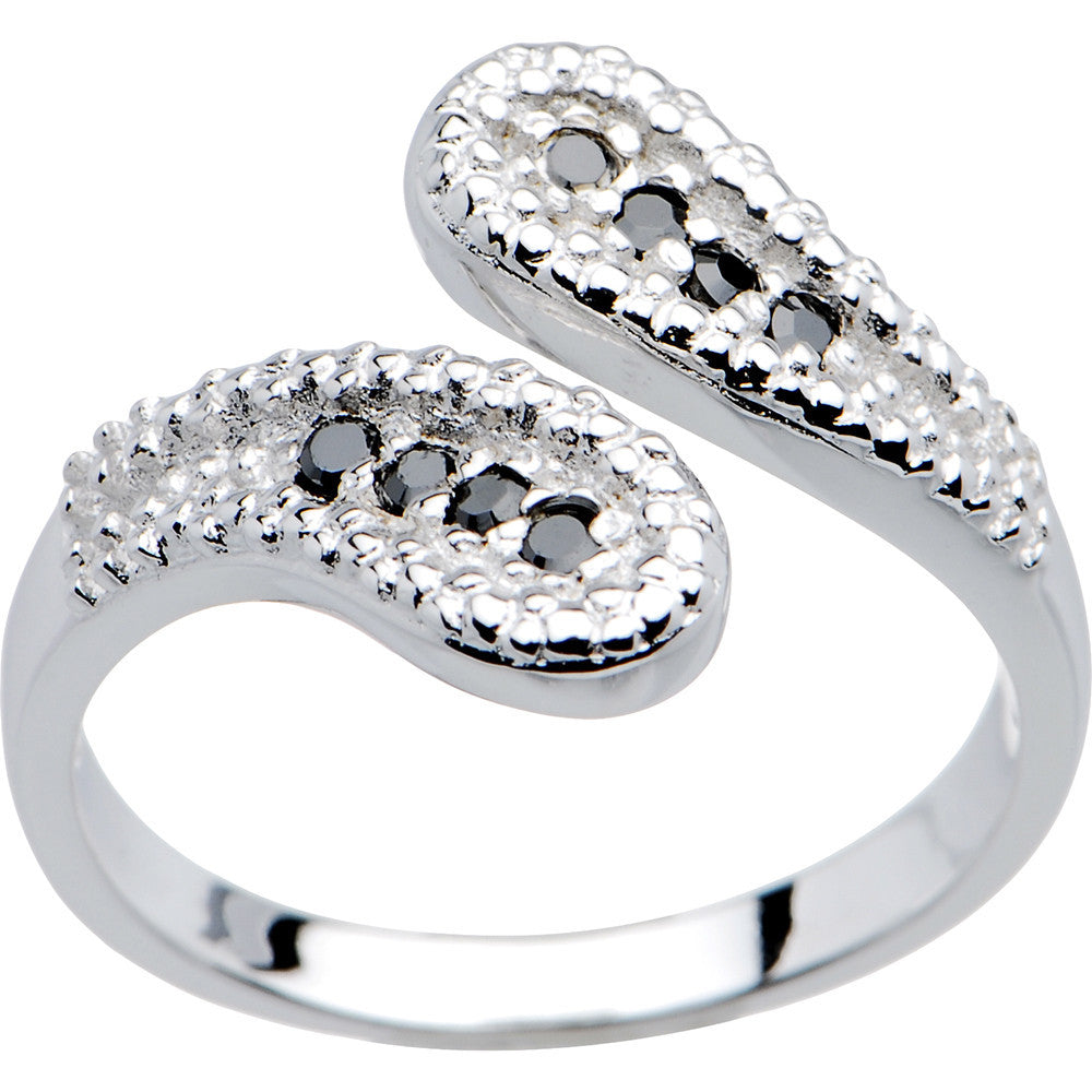 14k White Gold Black Cubic Zirconia Wrap Toe Ring