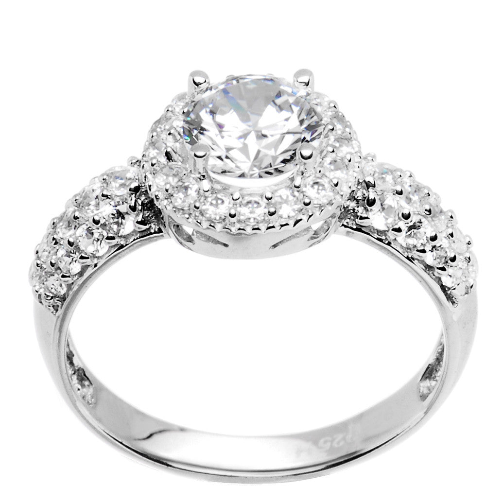 Sterling Silver Round Cubic Zirconia Ring -1.23 ct tw