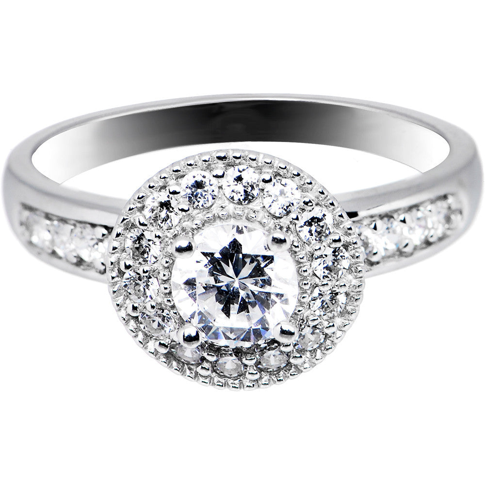 Sterling Silver Round Cubic Zirconia Ring -.80 ct tw