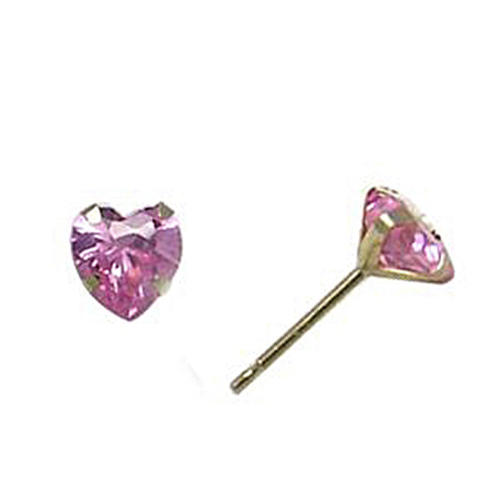 14k Yellow Gold .47 Carat CZ Heart October Birthstone Earrings