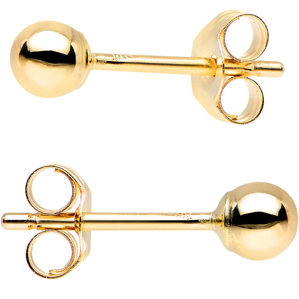 14k Yellow Gold 3mm Ball Earrings
