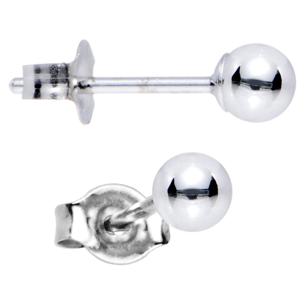 14k White Gold 3mm Ball Earrings