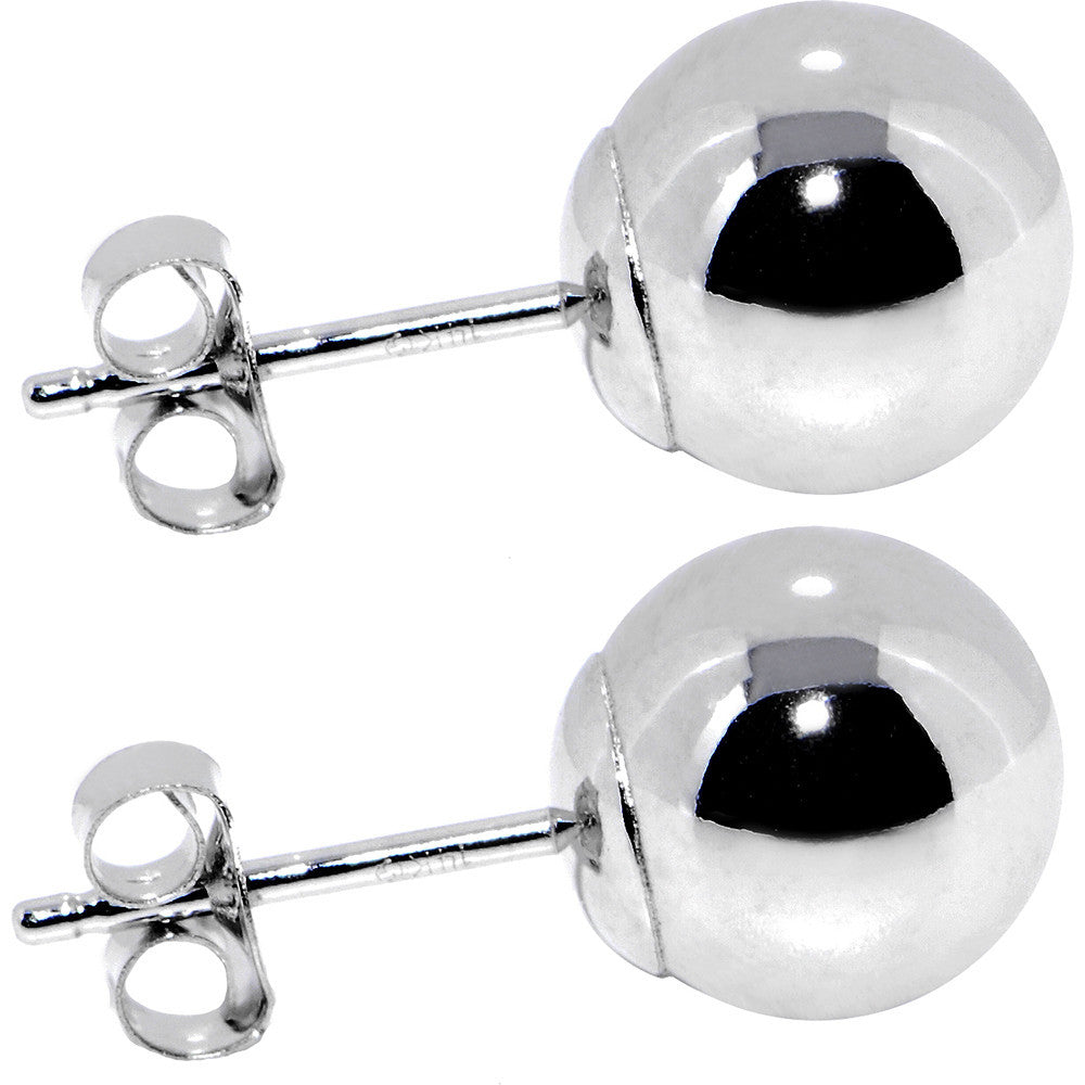14k White Gold 7mm Ball Earrings