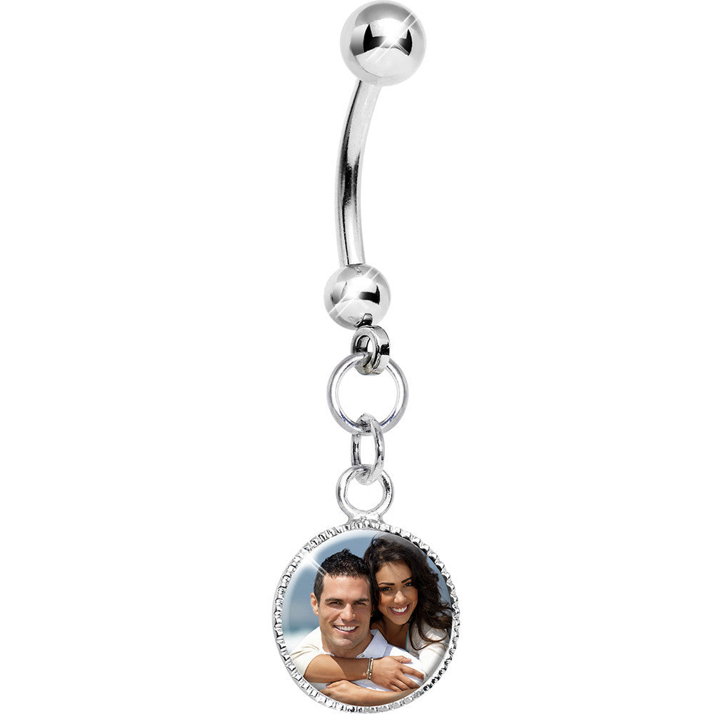 Custom Dangle Full Color Photo Stainless Steel Belly Ring stainless steel navel piercing