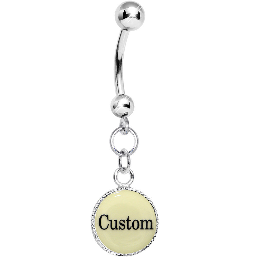 Custom Glow in the Dark Personalized Name Dangle Hypoallergenic Stainless Steel Belly Ring