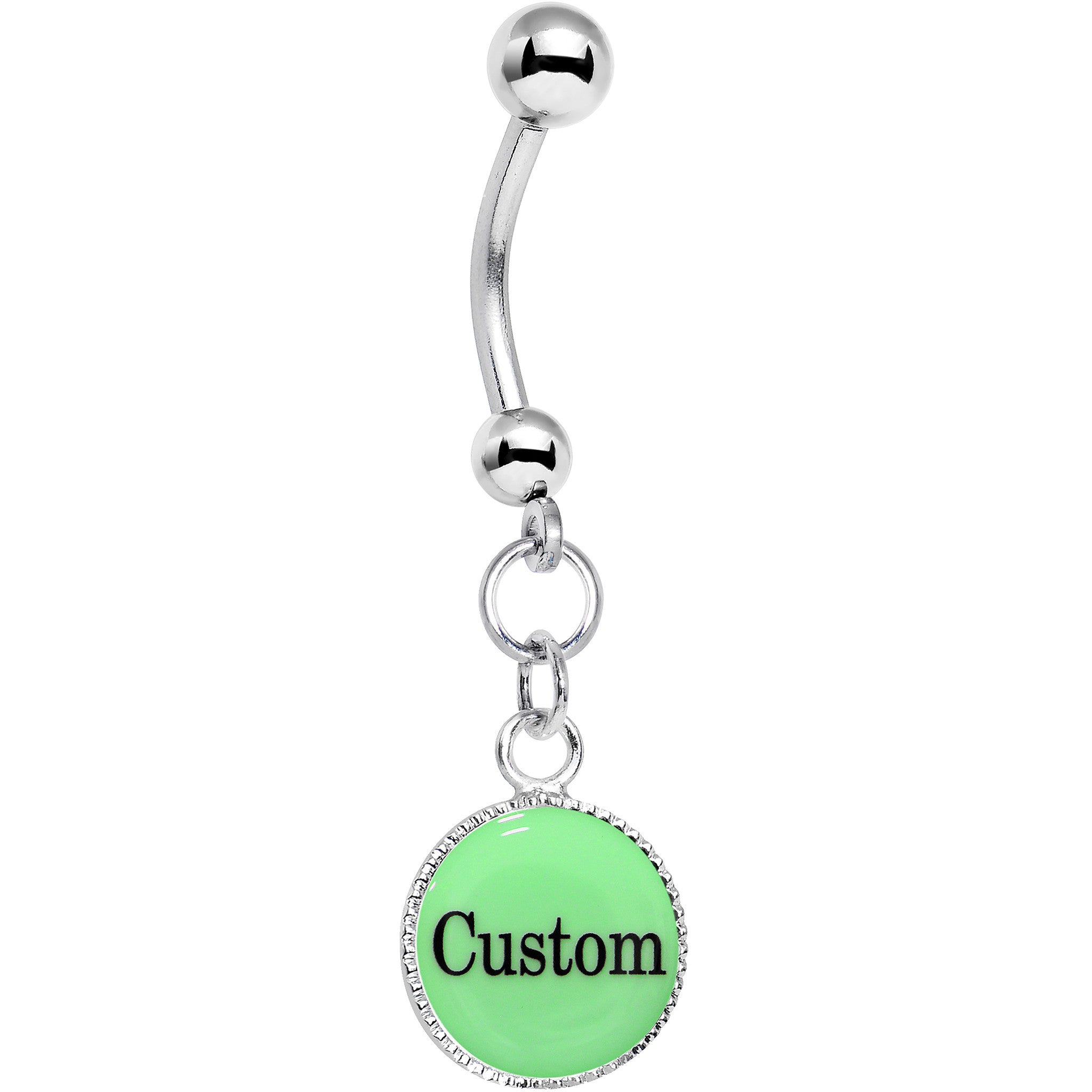 Custom Glow in the Dark Personalized Name Dangle Stainless Steel Belly Ring lightweight comfortable