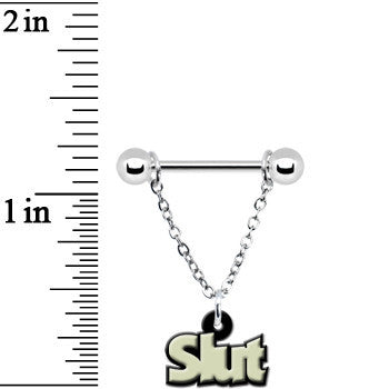Glow in the Dark Slut Chain Dangle Nipple Ring Set stylish jewelry