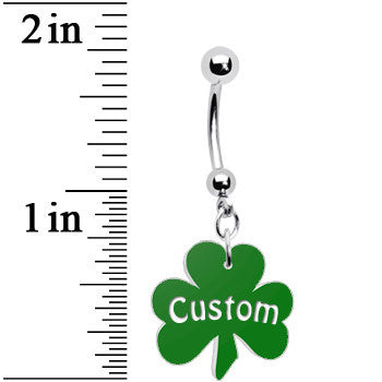 Custom Green Shamrock Saint Patricks Day Dangle Belly Ring