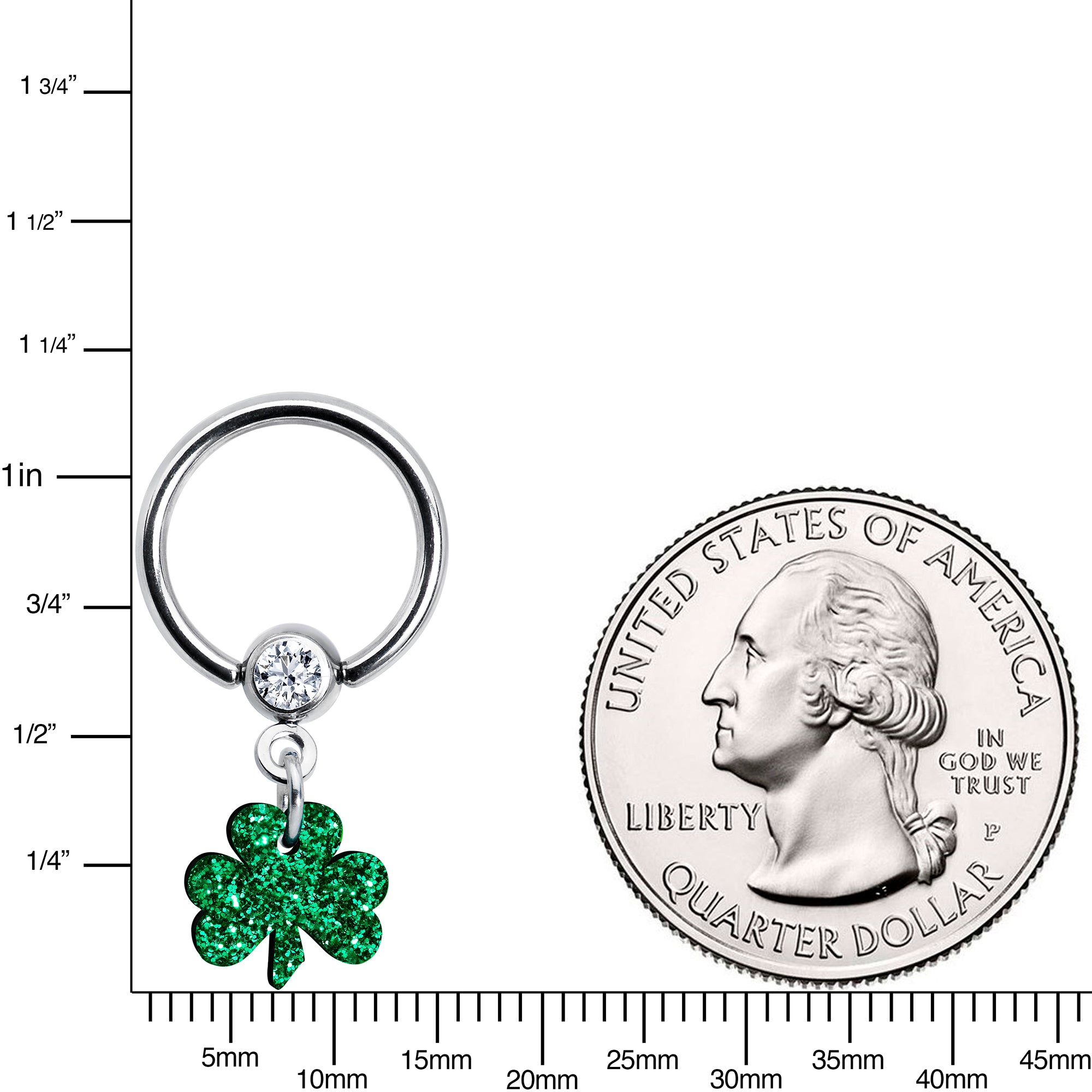 Green Glitter Shamrock Captive Ring stylish jewelry