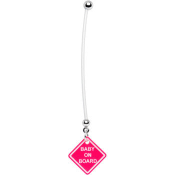 Pink Baby on Board Pregnant Belly Ring
