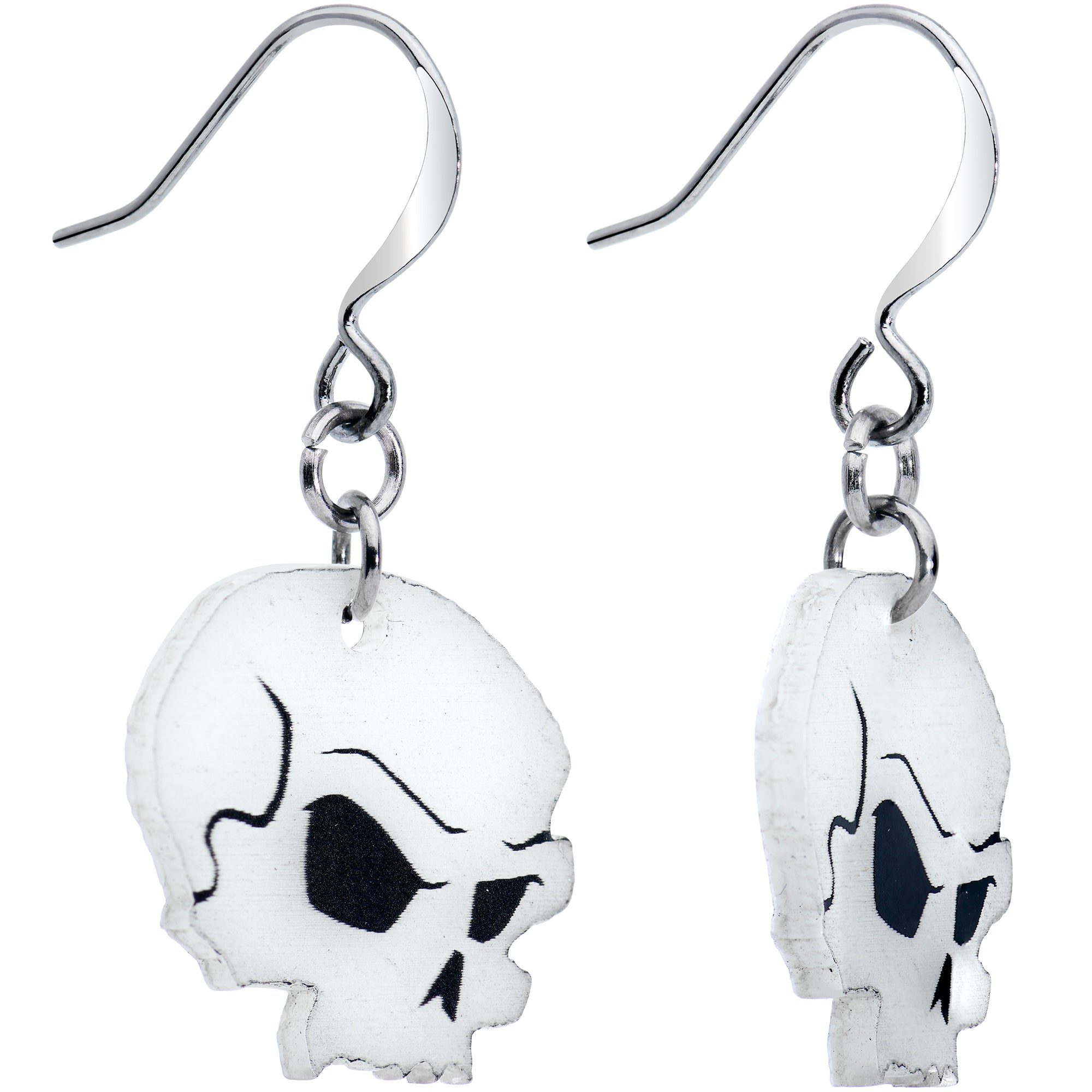 Creepy Skull Glow in the Dark Halloween Fishhook Dangle Earrings lightweight body jewelry