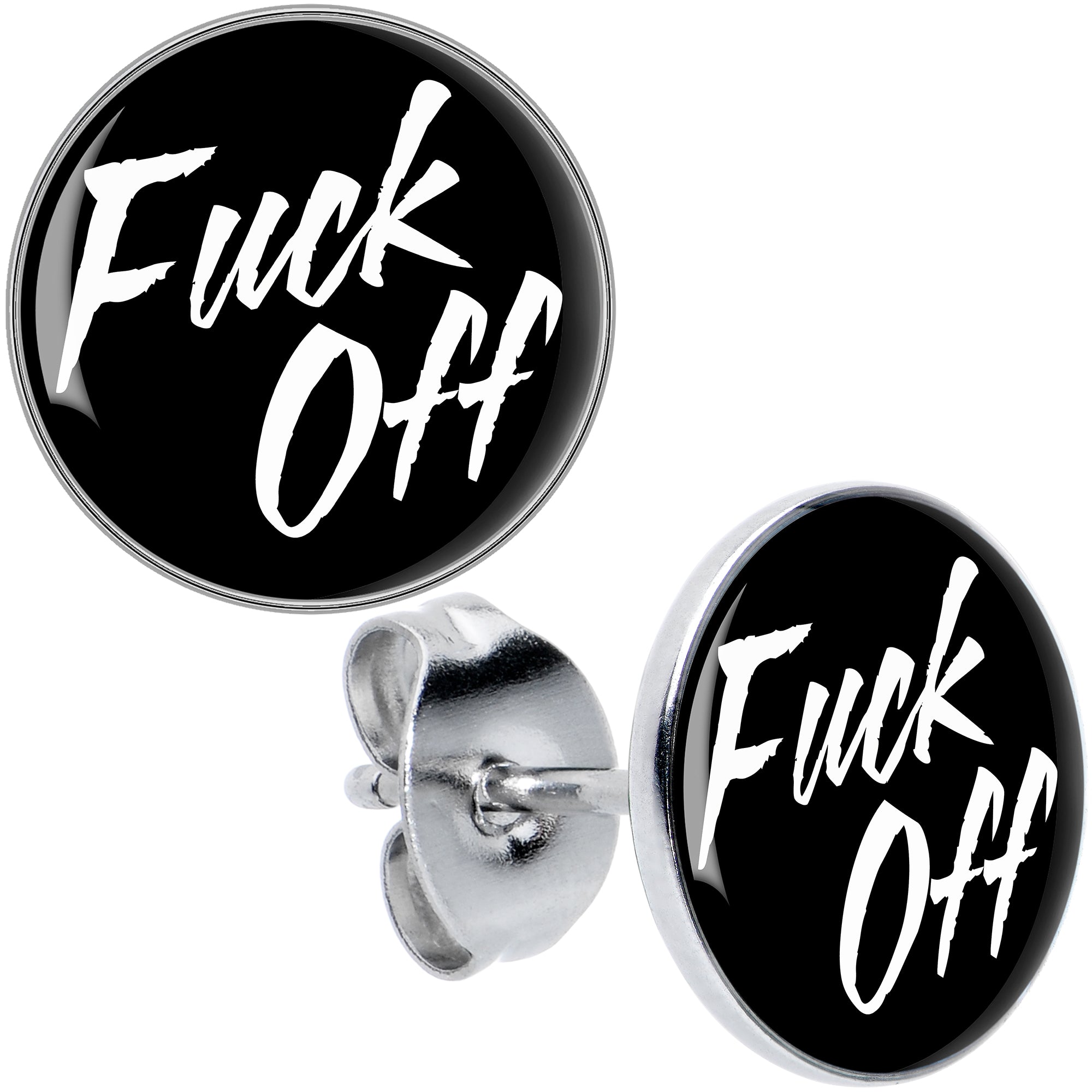 F*ck Off Hypoallergenic Stainless Steel Stud Earrings