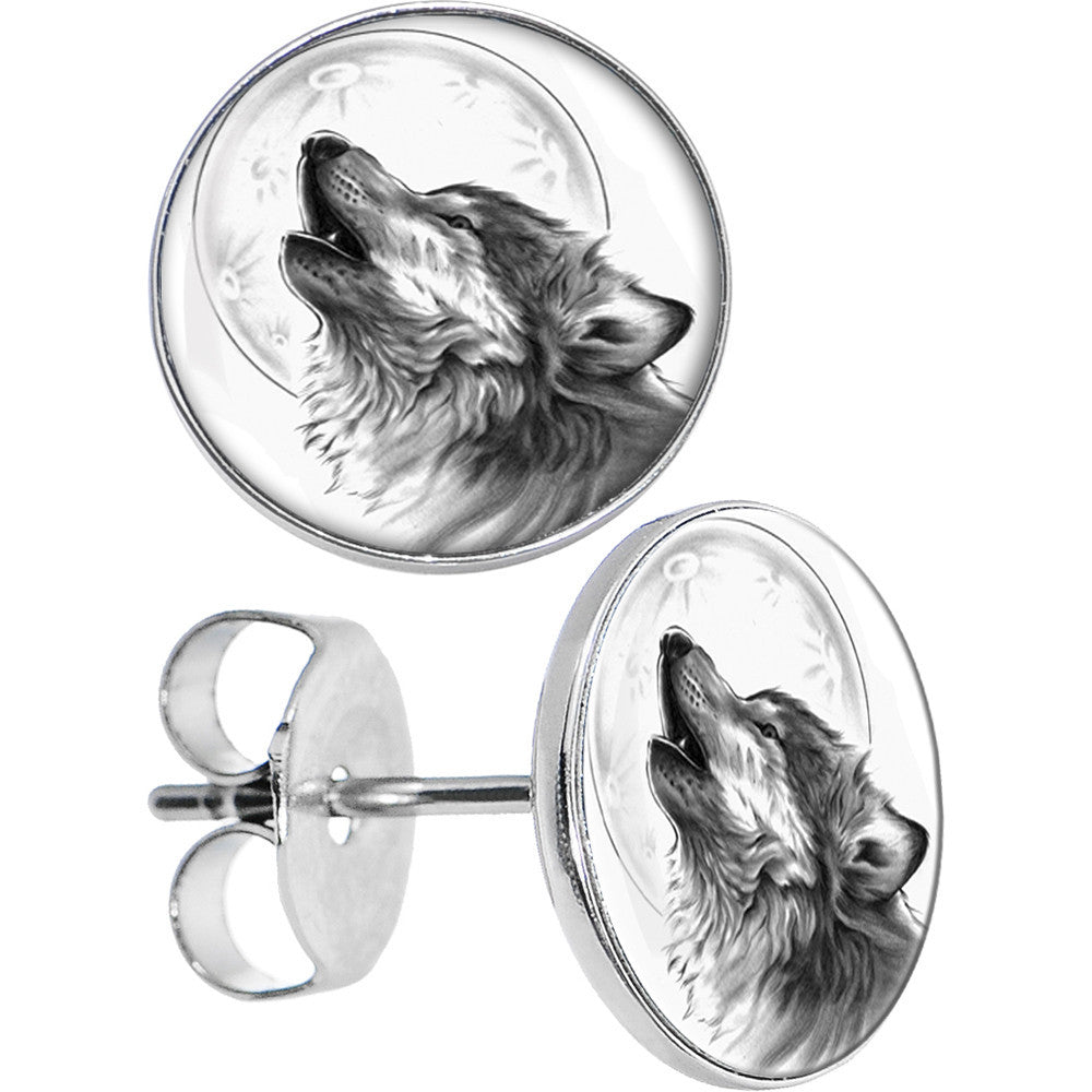 Howling Wolf Hypoallergenic Stainless Steel Stud Earrings