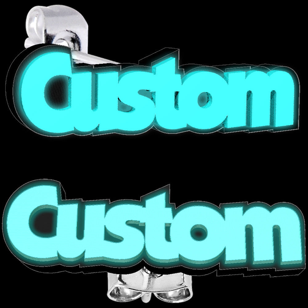 Custom Glow in the Dark Text Personalized Message Hypoallergenic Stainless Steel Stud Earrings