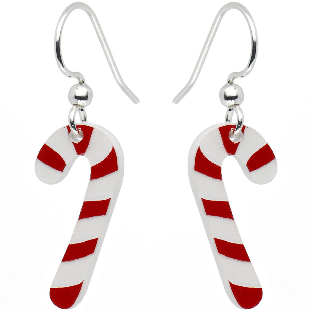 Holiday Candy Cane Dangle Earrings
