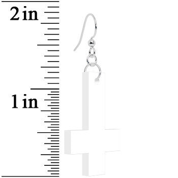 White Inverted Cross Dangle Earrings stylish jewelry