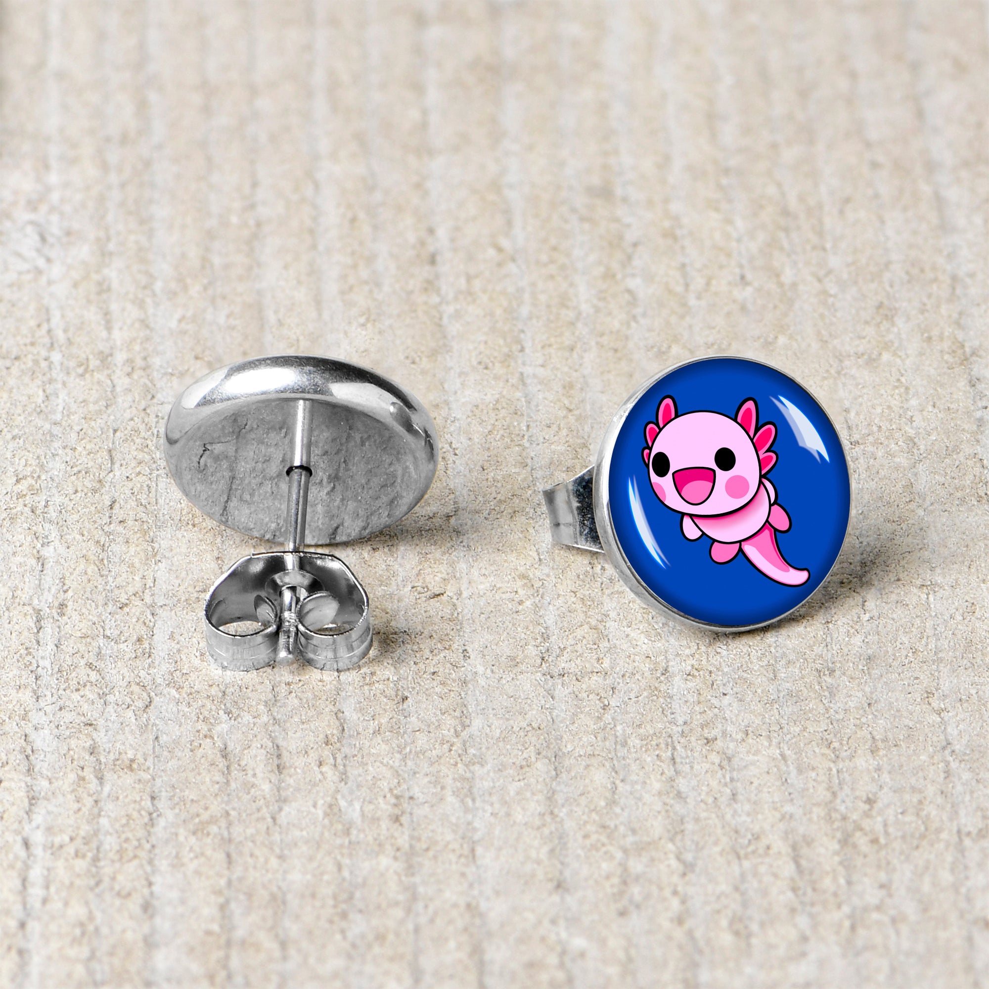 Adorable Axolotl Stud Earrings by Onyx O