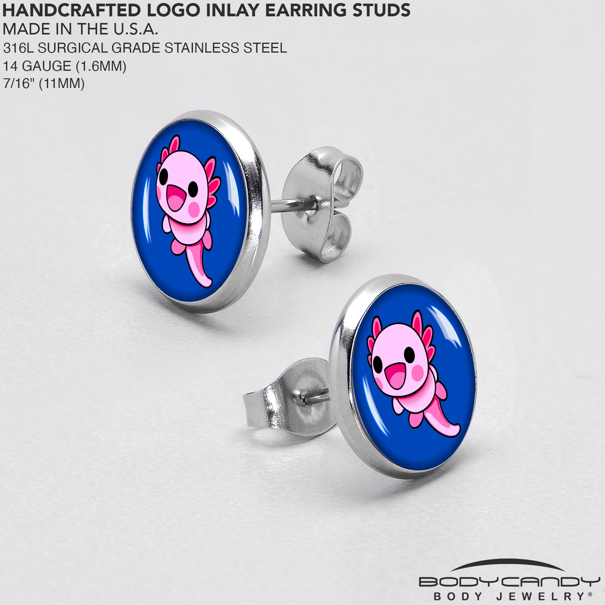Adorable Axolotl Stud Earrings by Onyx O