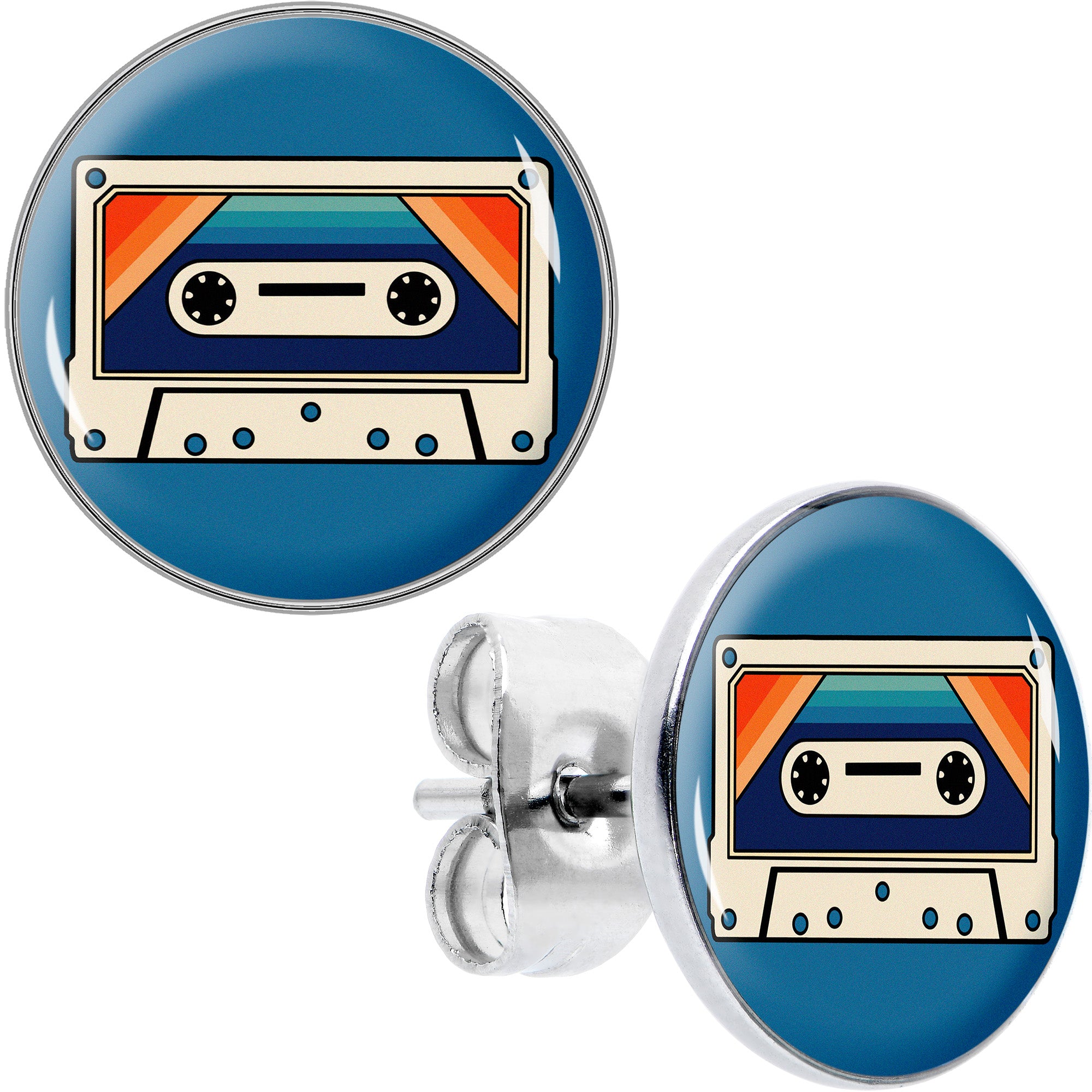 Retro Cassette Tape Hypoallergenic Stainless Steel Stud Earrings