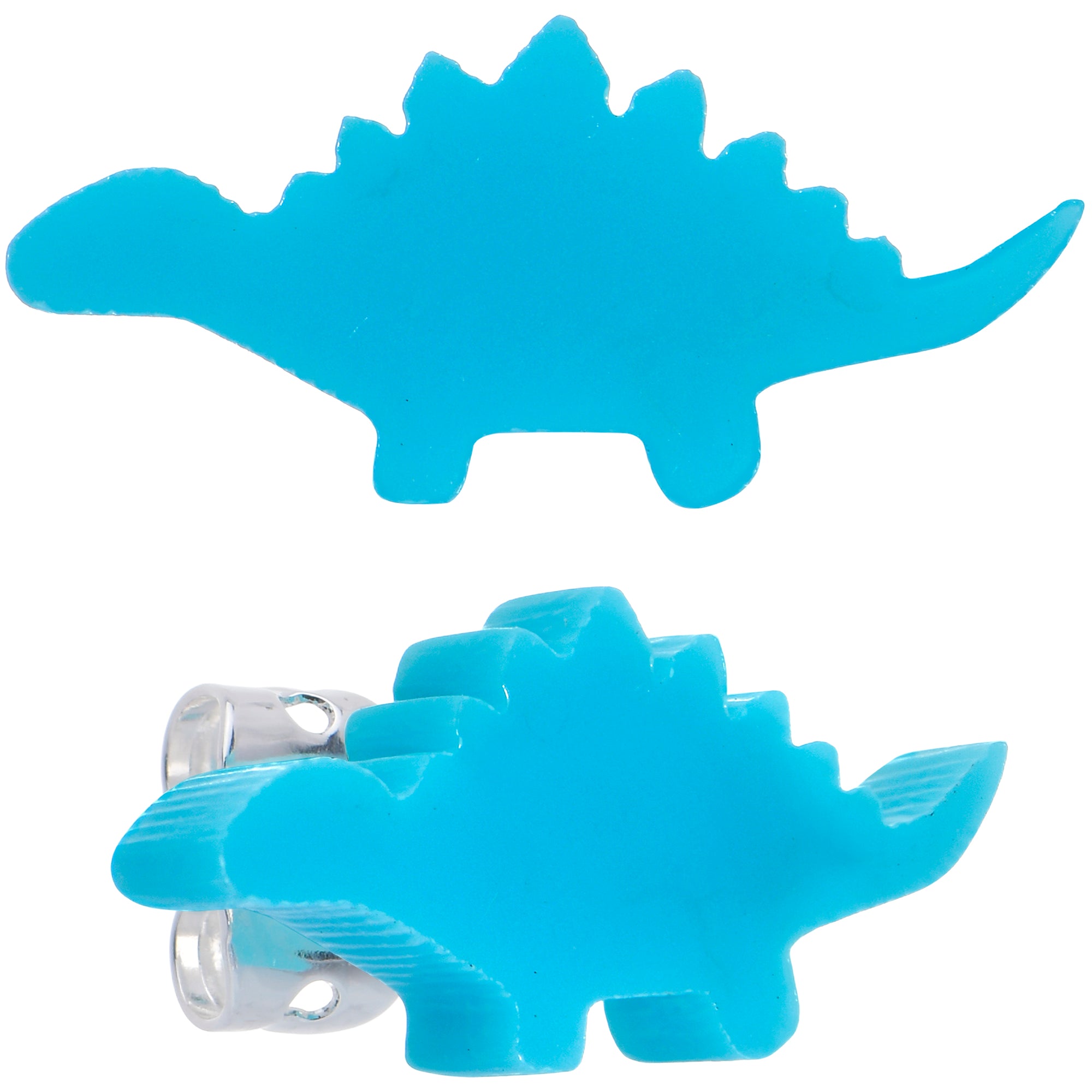 Blue Acrylic Stegosaurus Dinosaur Hypoallergenic Stainless Steel Stud Earrings