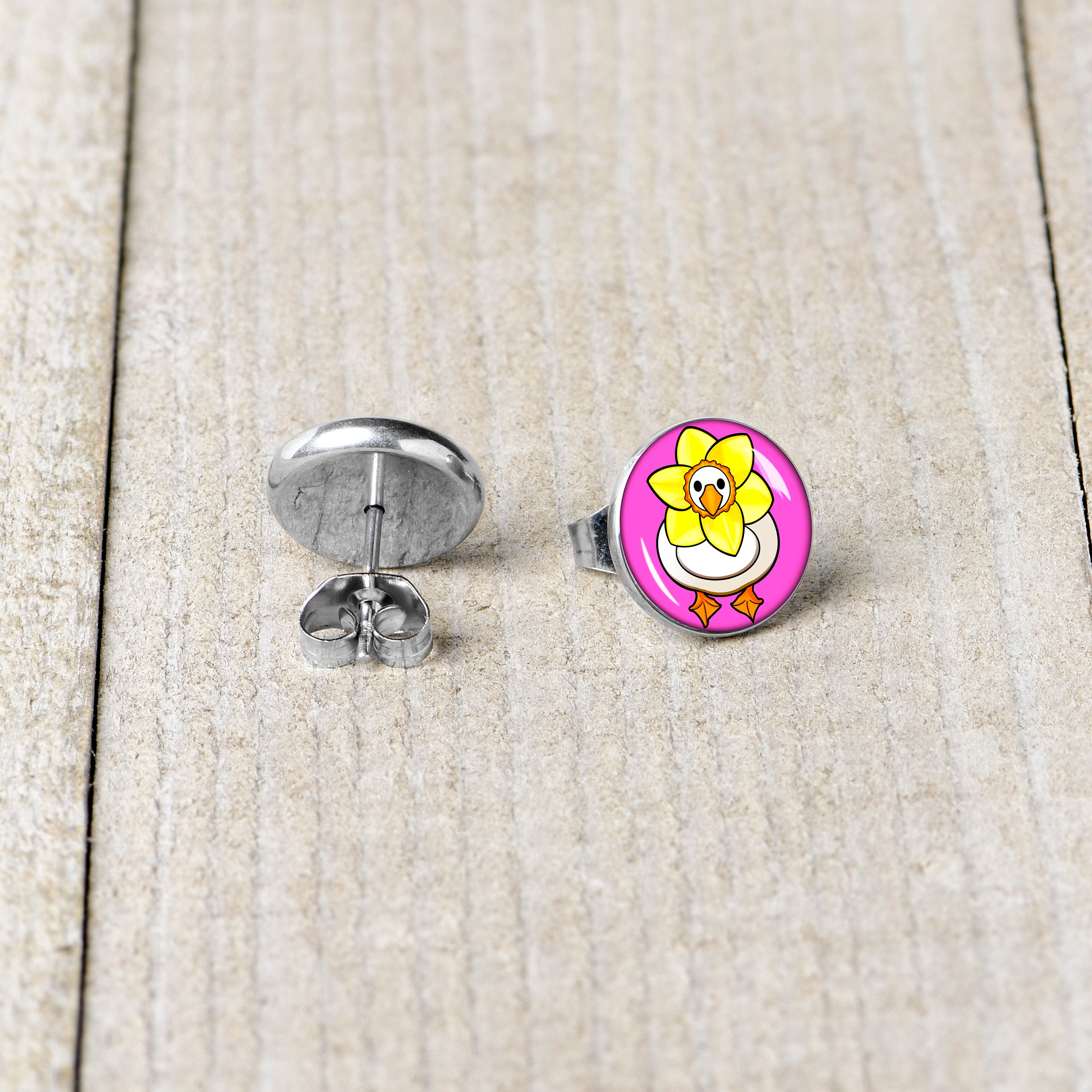 Daffodil Duck Stainless Steel Stud Earrings stainless steel hypoallergenic