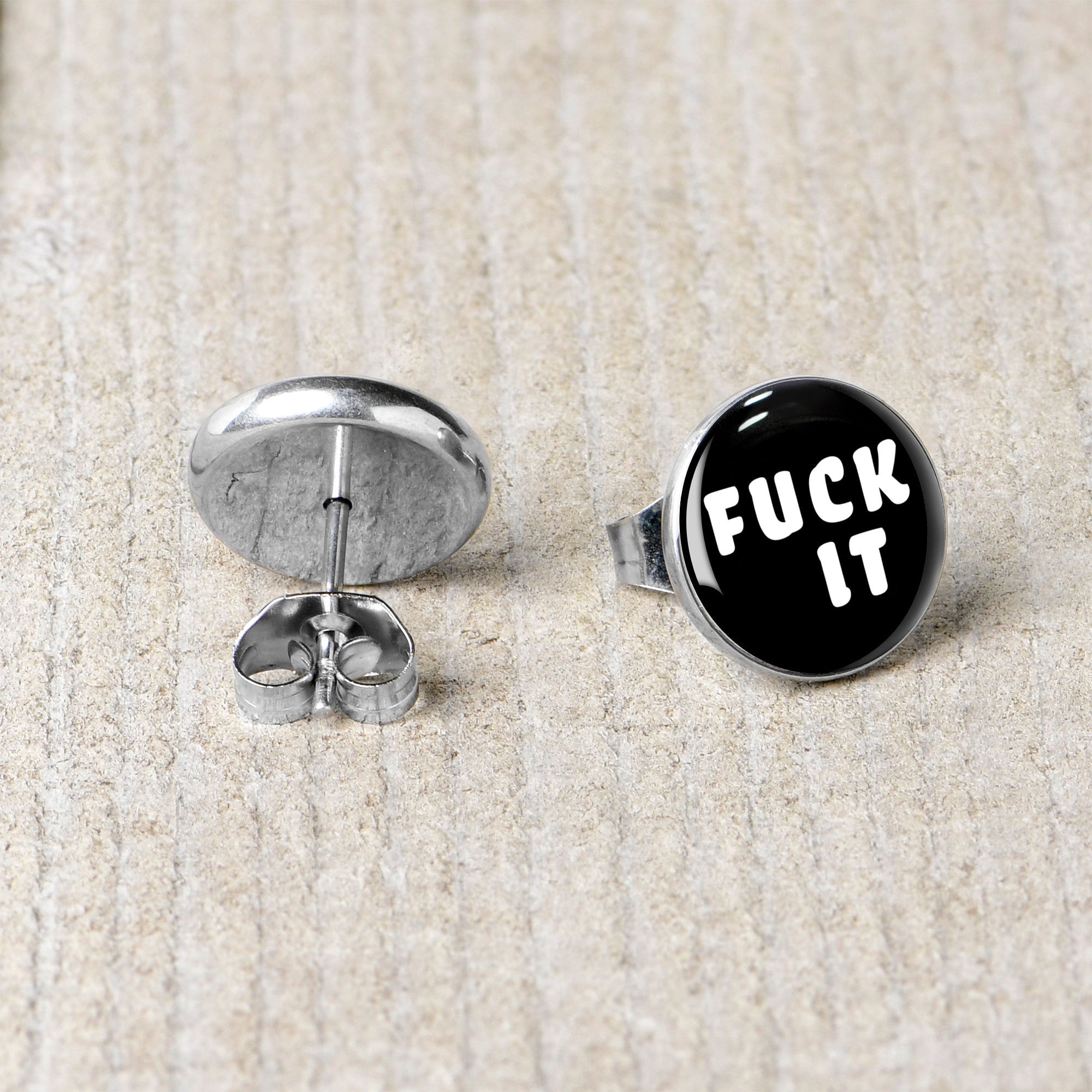 F*ck It Stainless Steel Stud Earrings stainless steel hypoallergenic