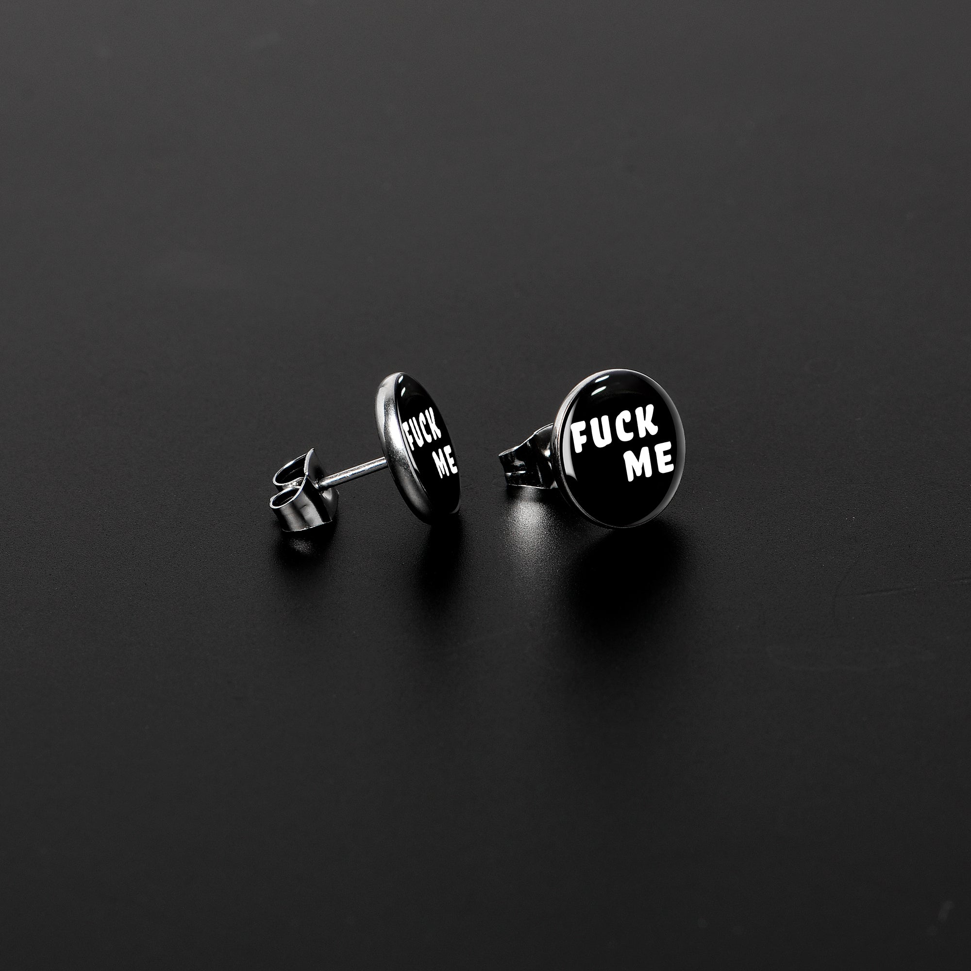 Black and White F*ck Me Stainless Steel Stud Earrings stylish jewelry