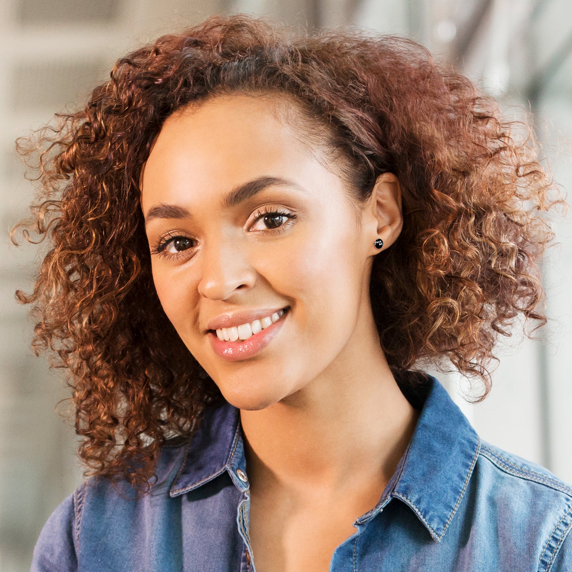 Black and White F*ck Me Stainless Steel Stud Earrings handmade design