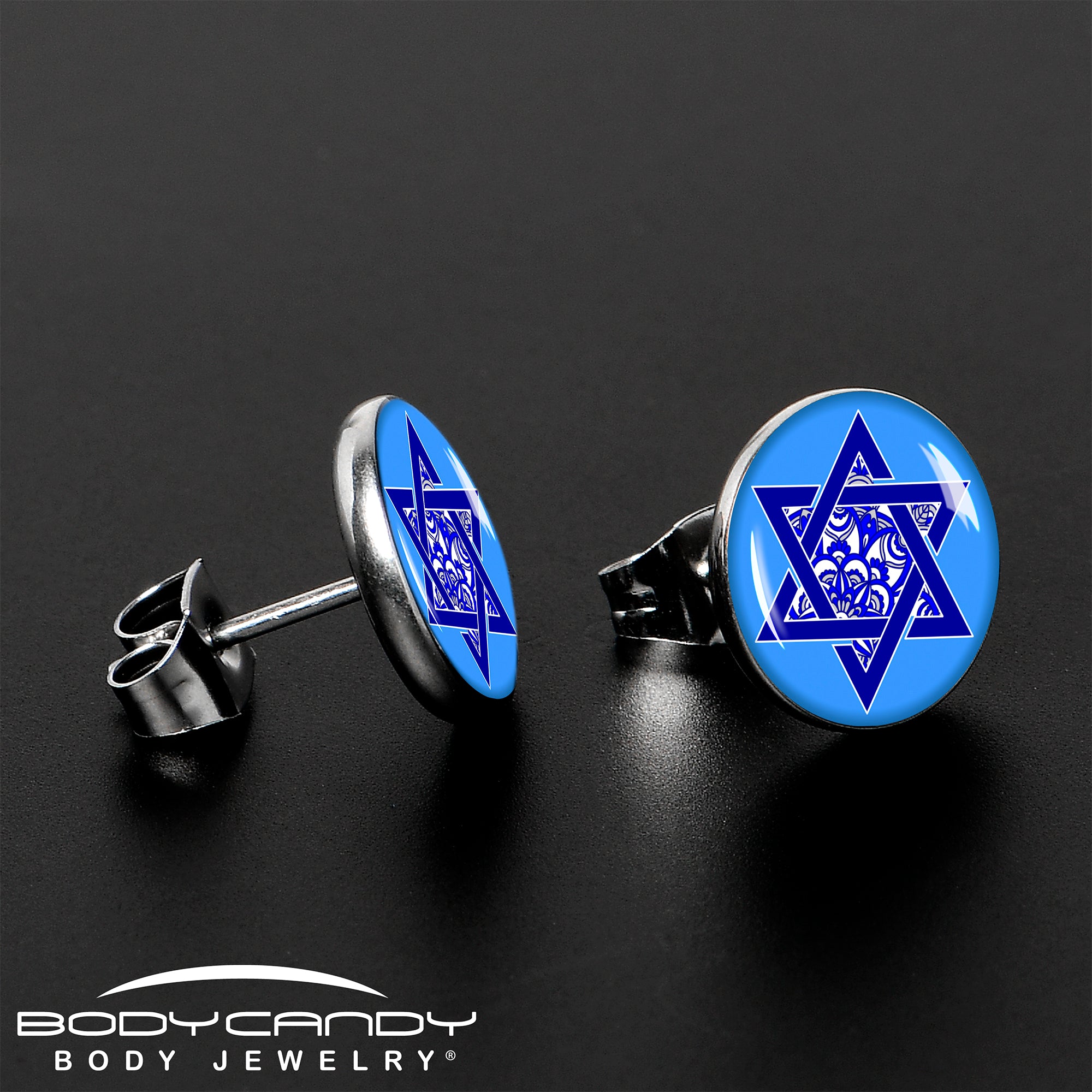 Floral Star of David Stainless Steel Stud Earrings stylish jewelry