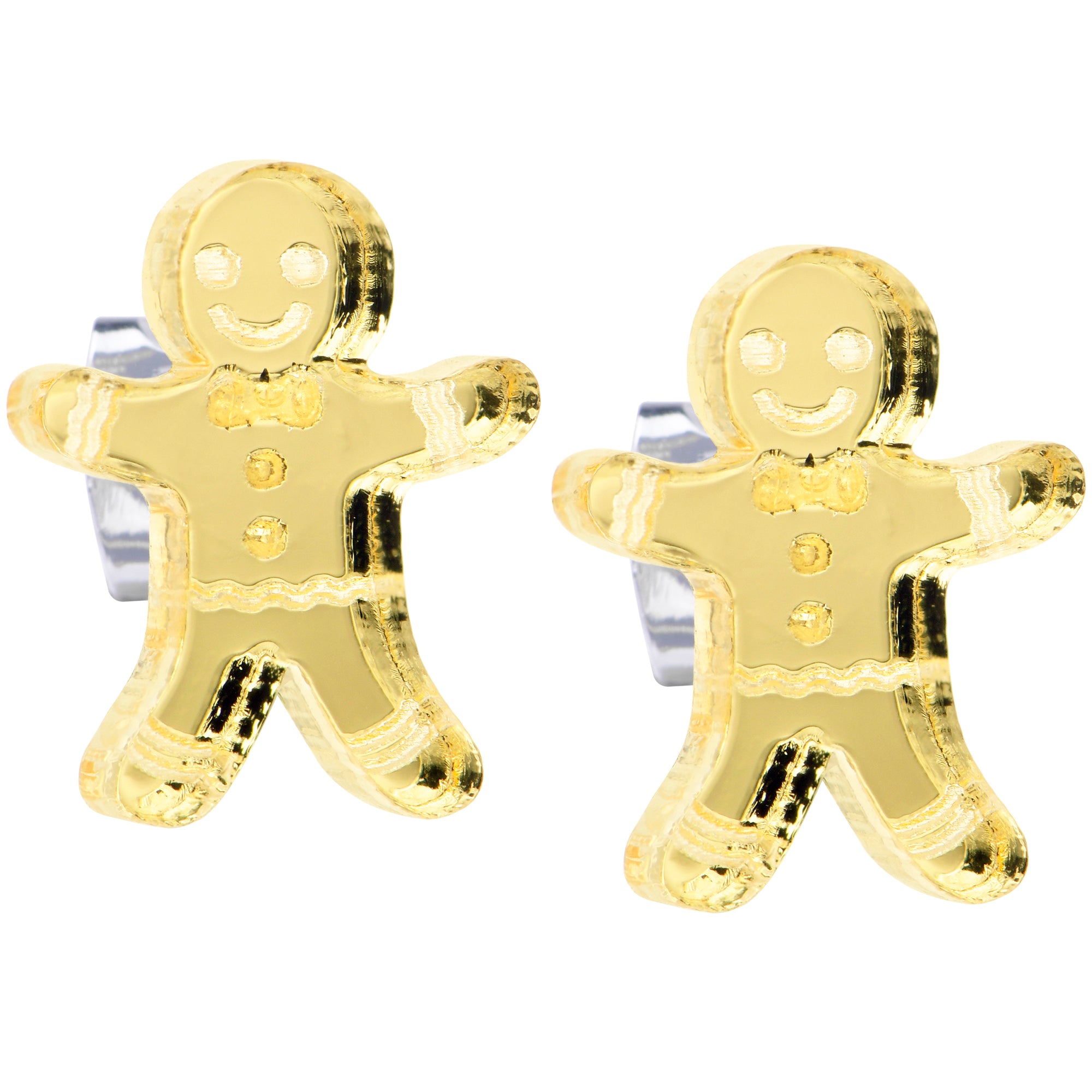 Holiday Gingerbread Man Hypoallergenic Stainless Steel Stud Earrings