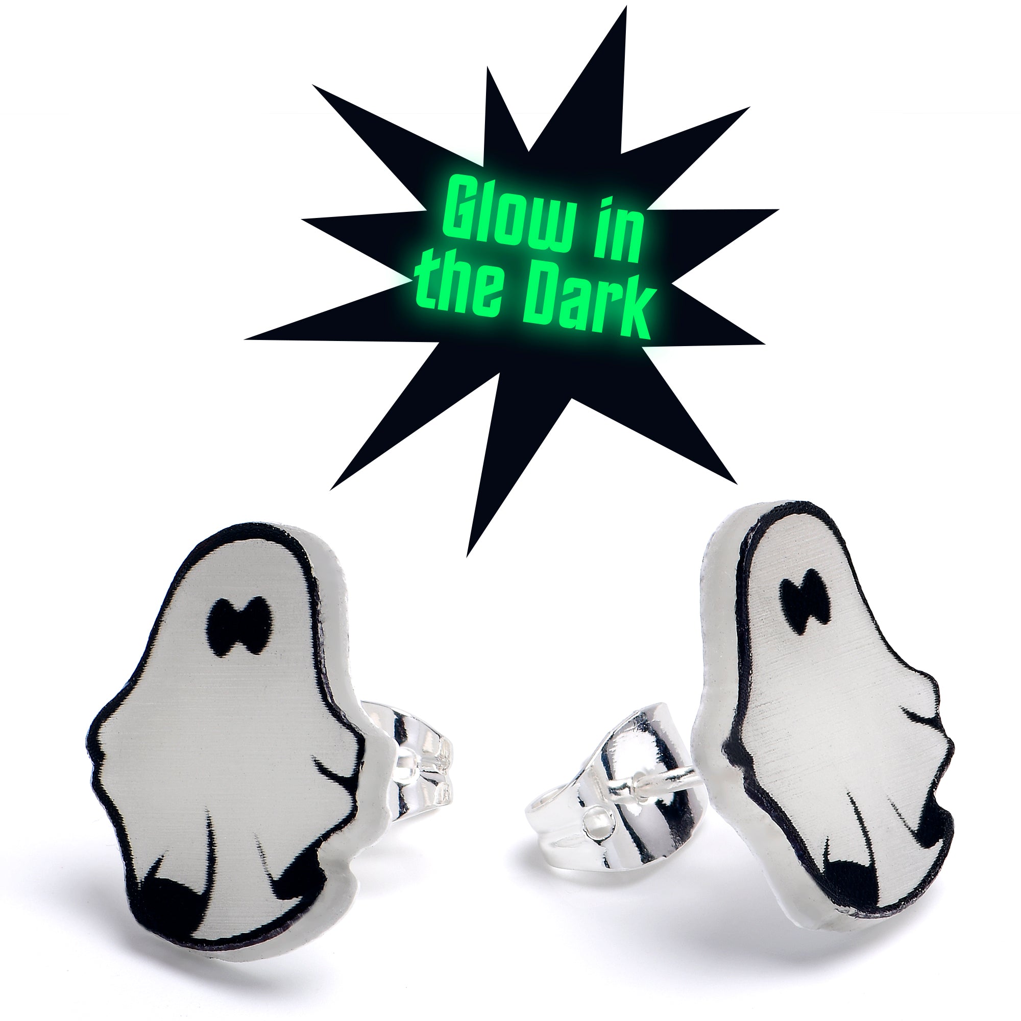 Glow In The Dark Ghost Hypoallergenic Stainless Steel Stud Earrings