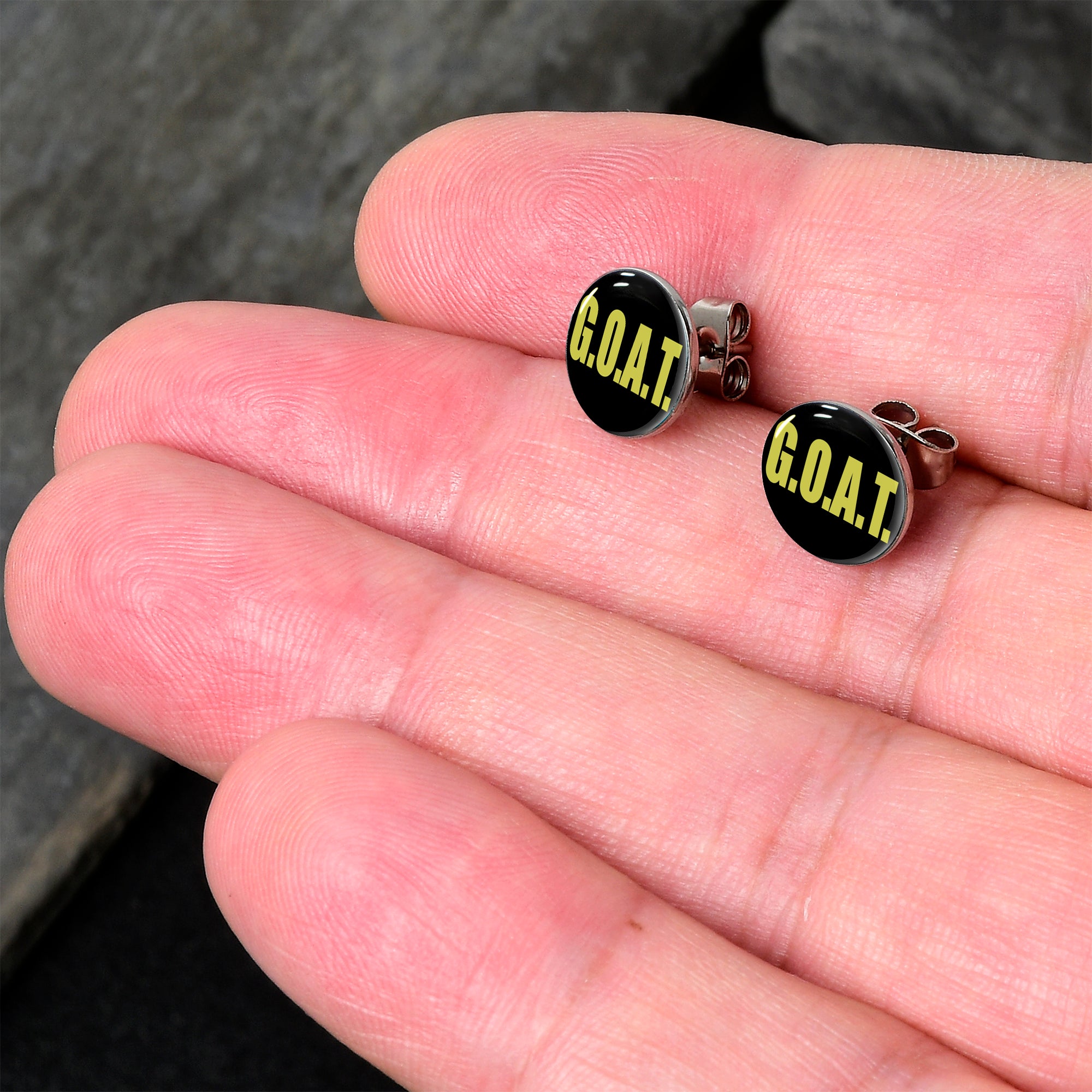 G.O.A.T. Stainless Steel Stud Earrings lightweight body jewelry