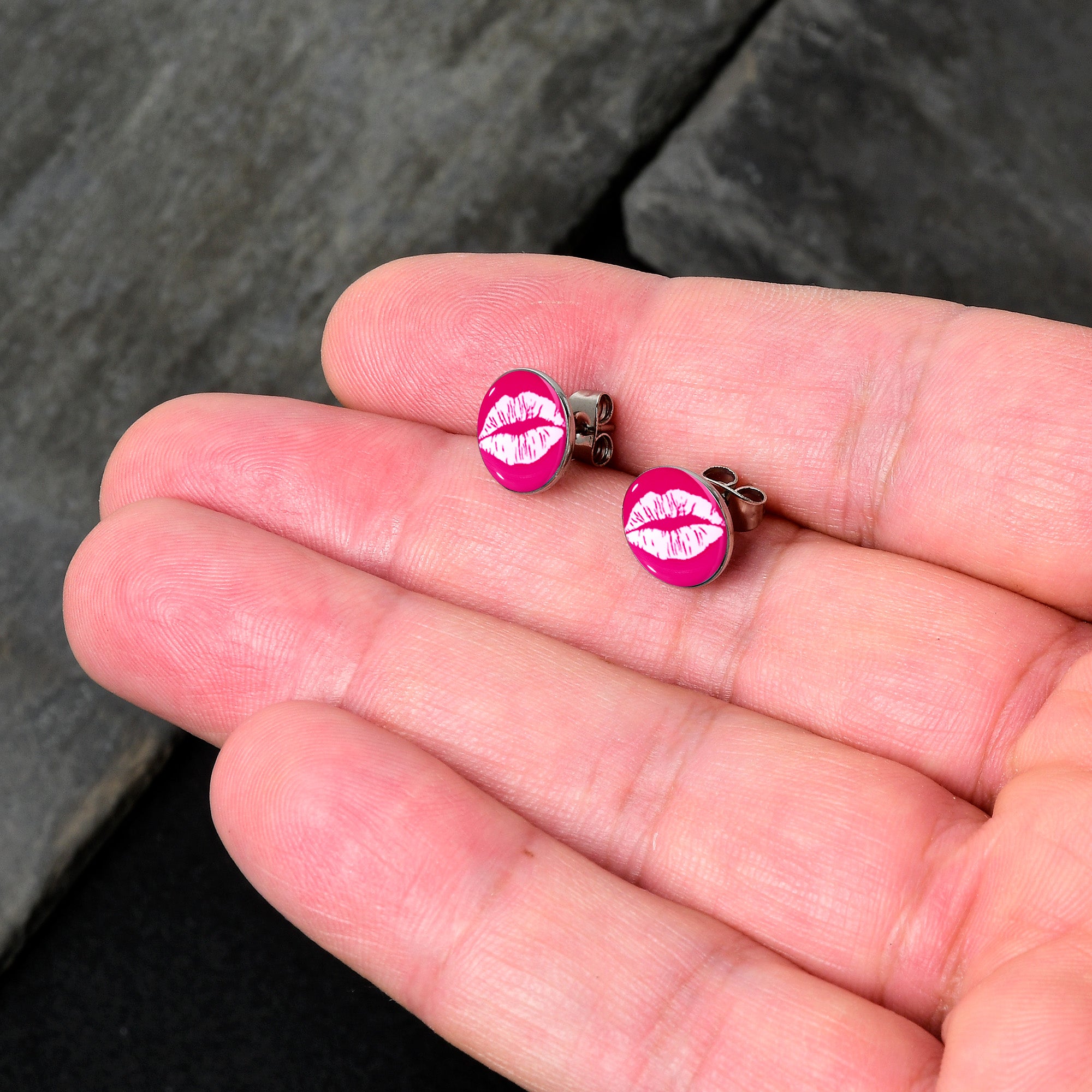 Red Hot Lips Stainless Steel Stud Earrings lightweight body jewelry