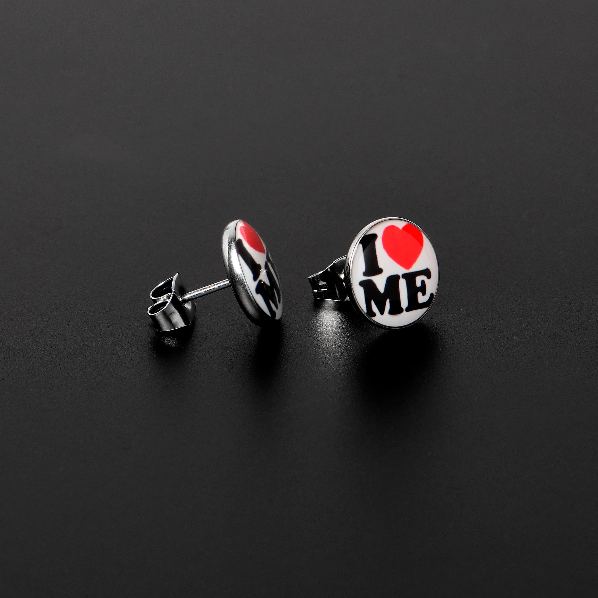 I Love Me Stainless Steel Stud Earrings stylish jewelry