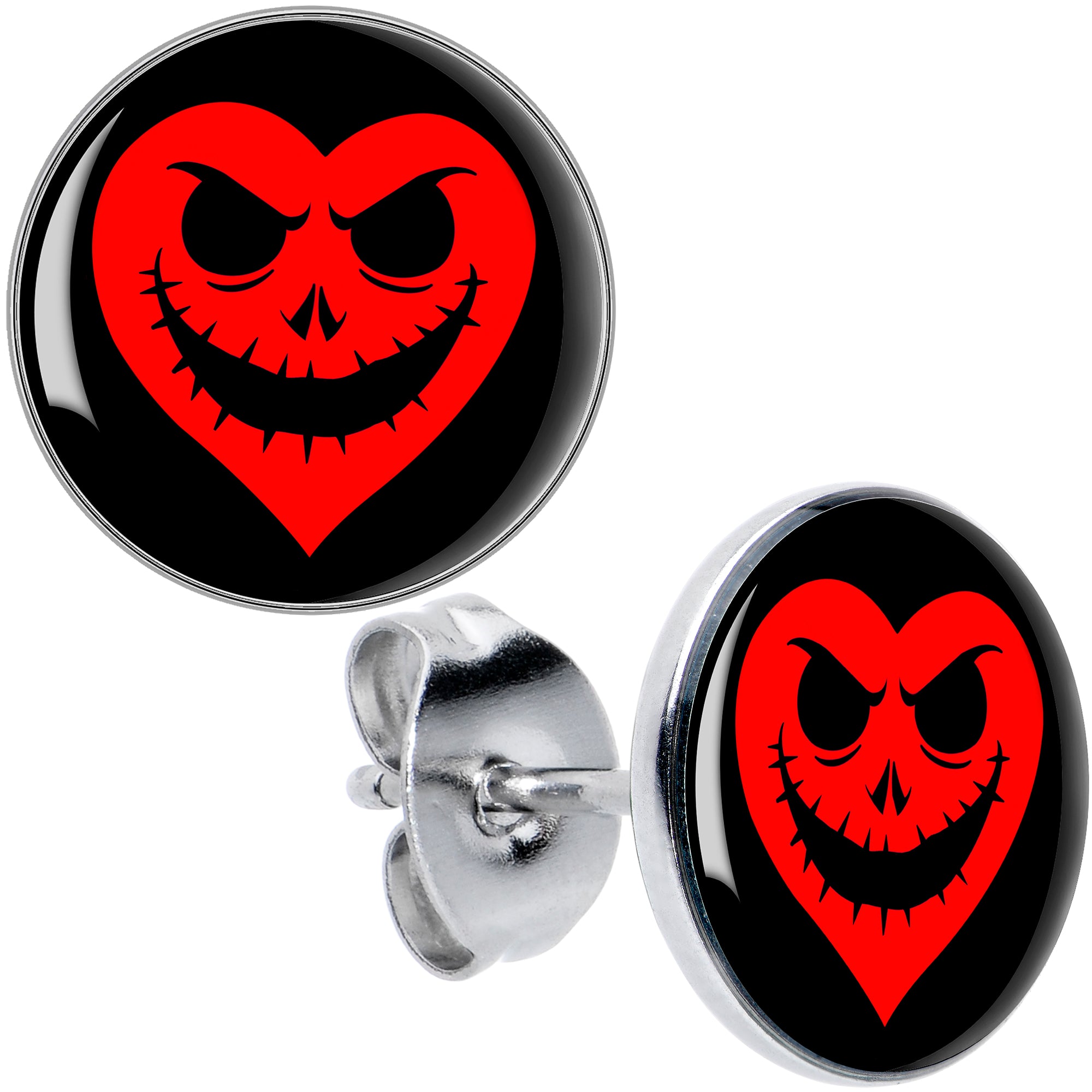 Valentine Jack O Heart Hypoallergenic Stainless Steel Stud Earrings