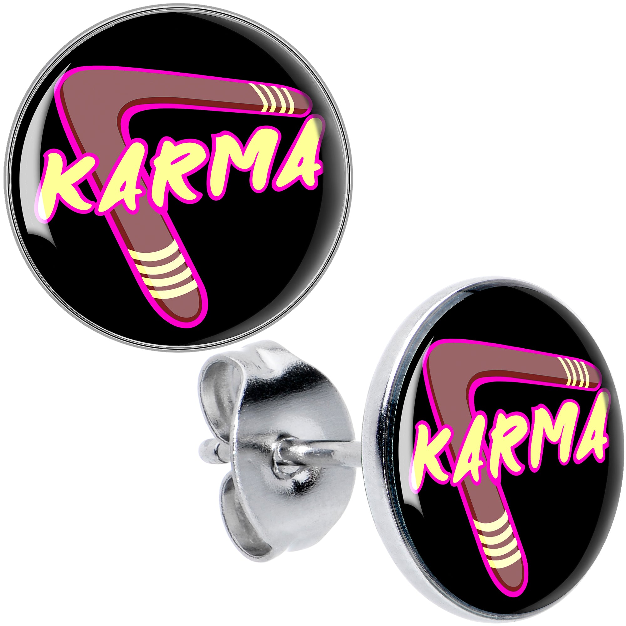 Karmic Boomerang Hypoallergenic Stainless Steel Stud Earrings