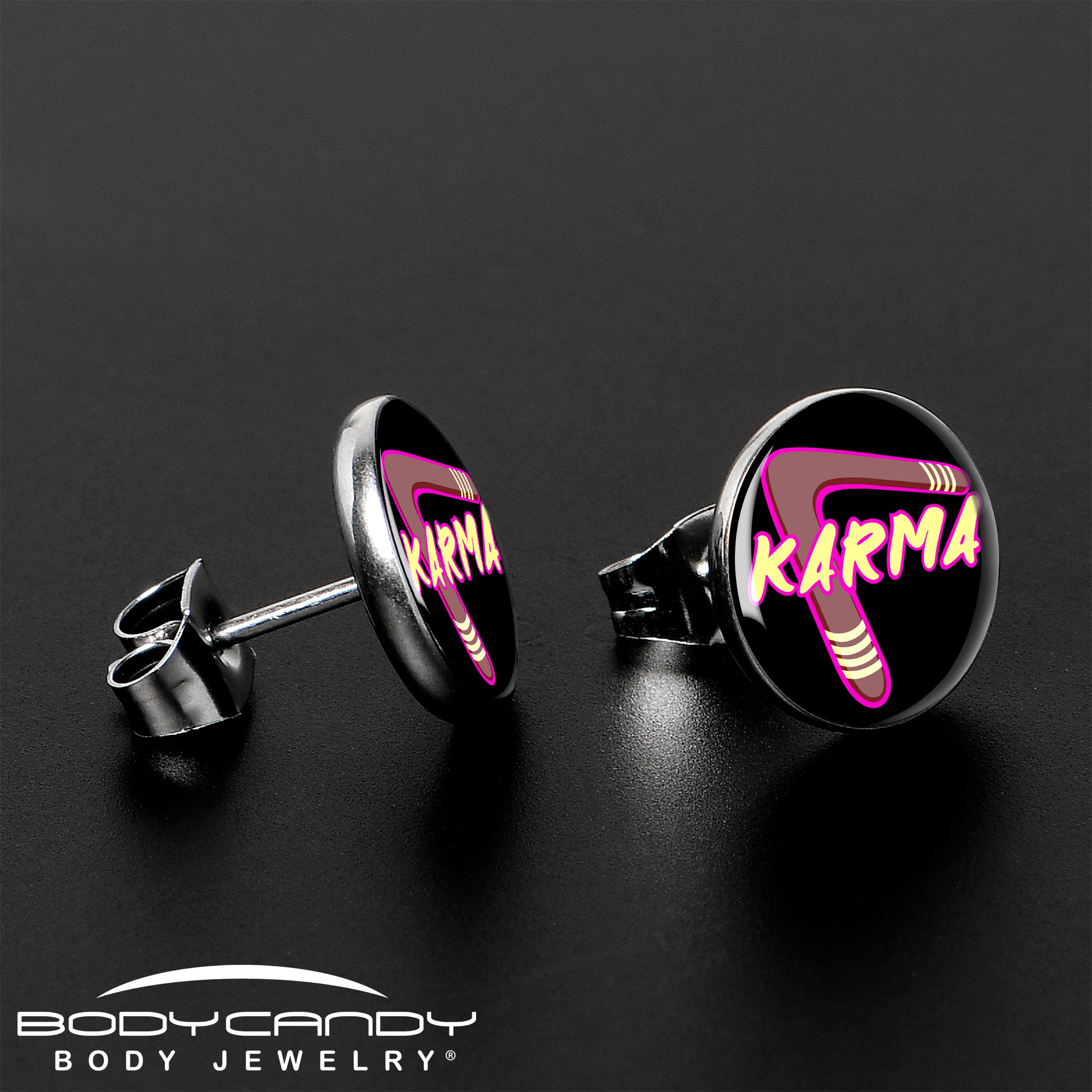 Karmic Boomerang Stainless Steel Stud Earrings stylish jewelry