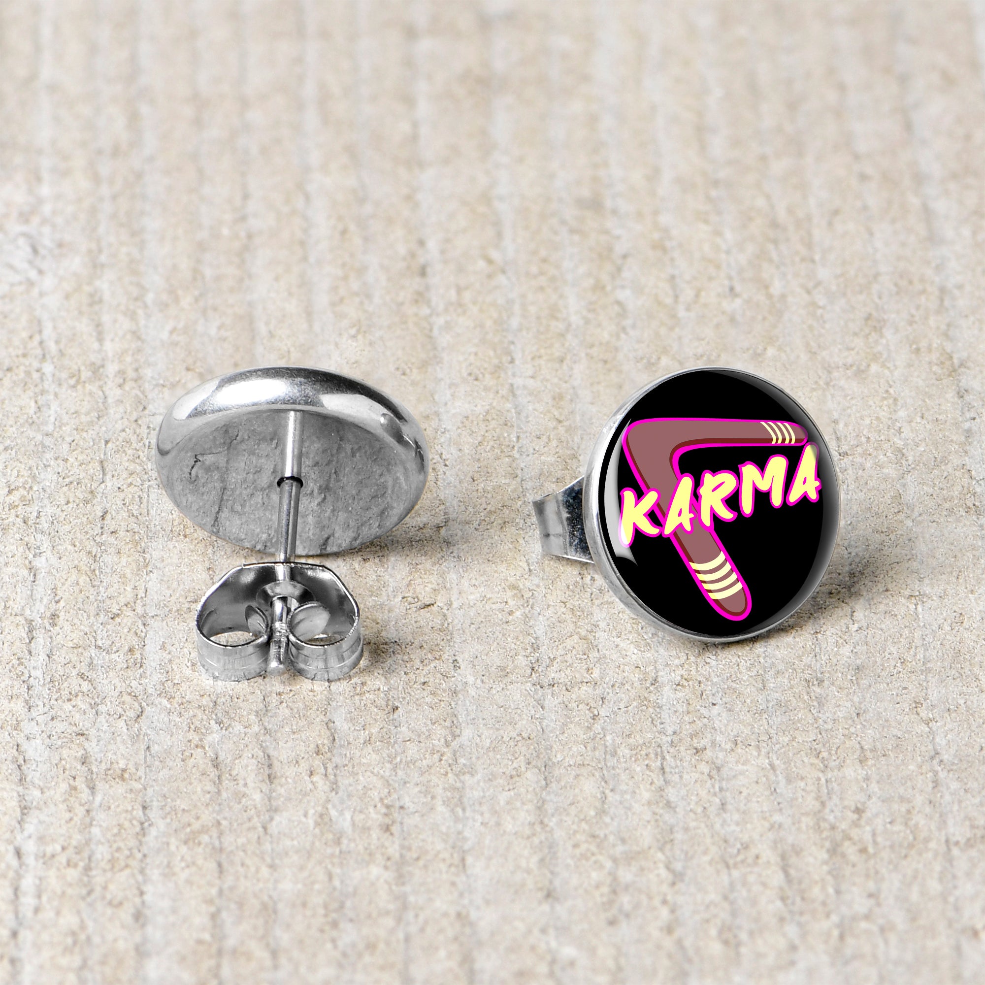Karmic Boomerang Stainless Steel Stud Earrings stainless steel hypoallergenic