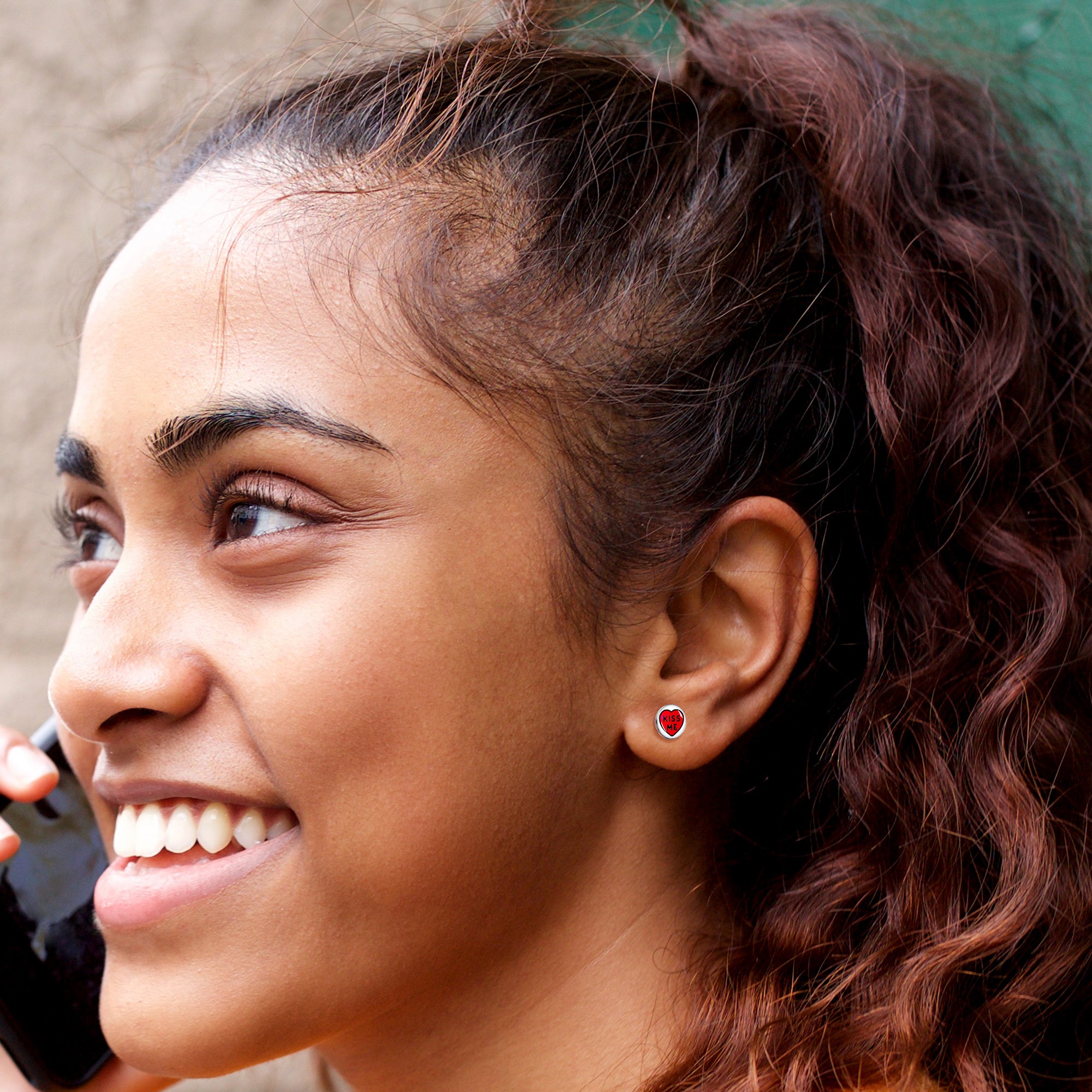 Kiss Me Candy Heart Stud Earrings by Onyx O