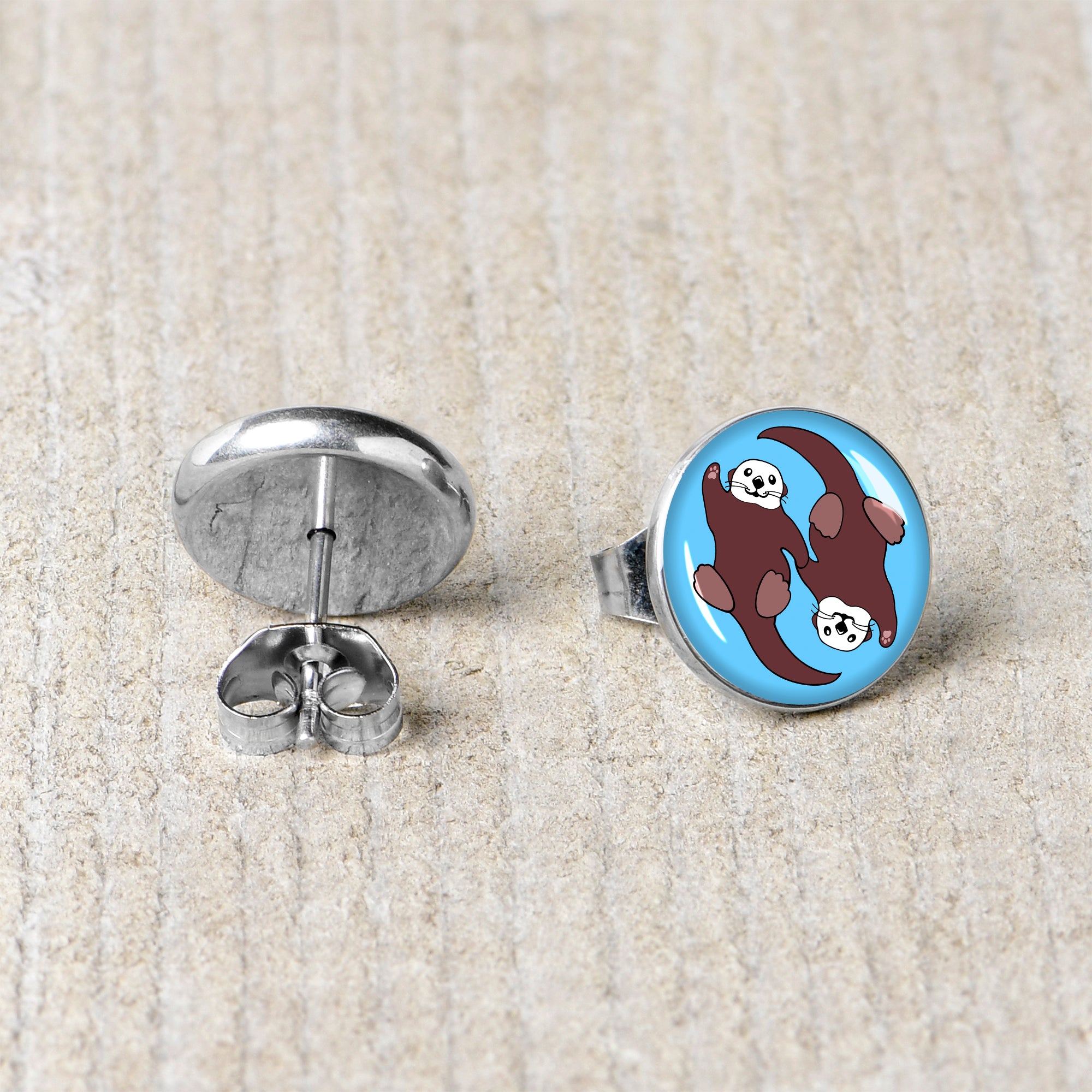 Oh My Otters Animal Stainless Steel Stud Earrings stainless steel hypoallergenic