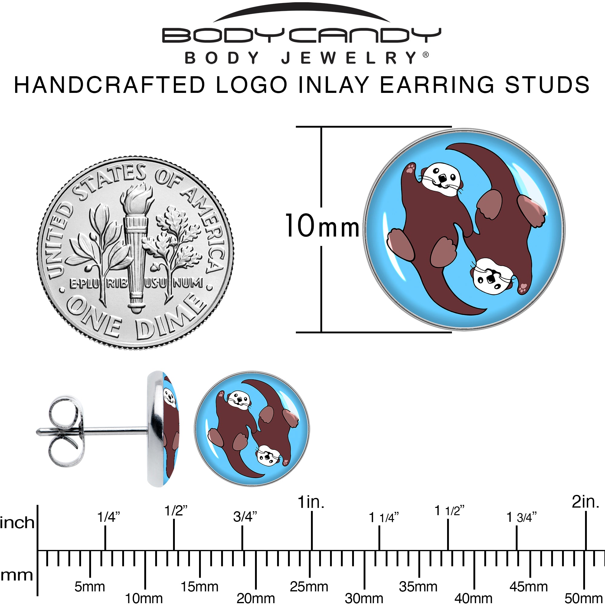 Oh My Otters Animal Stainless Steel Stud Earrings perfect for sensitive ears